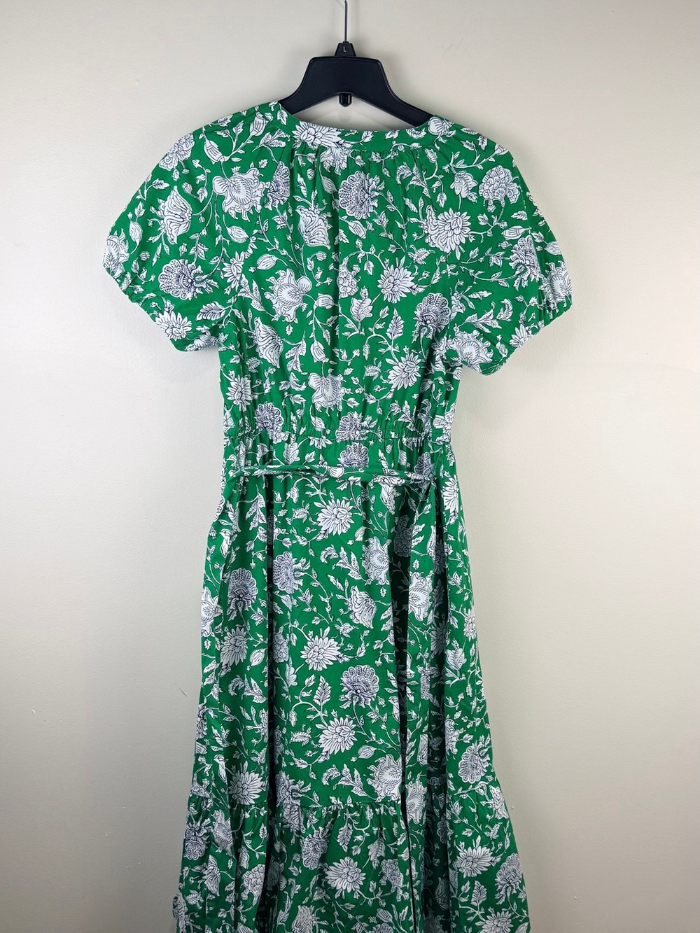 J. Crew Green and White Floral Tie-Neck dress size 4 - Picture 3 of 3